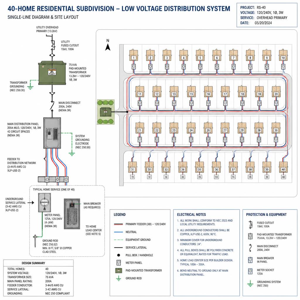 Raccordement électrique — Lotissement résidentiel
